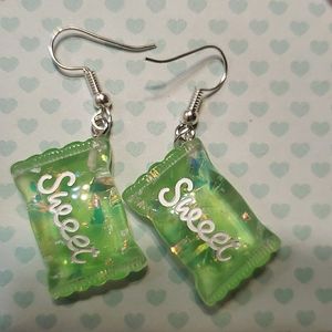 green sparkly Sweet candy earrings